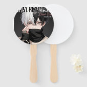 Esthetische Anime Jongen Gemaskerde Kunst - Cool F Handwaaier (Voorkant en achterkant)