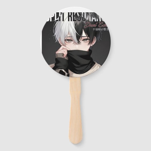 Esthetische Anime Jongen Gemaskerde Kunst - Cool F Handwaaier (Voorkant)