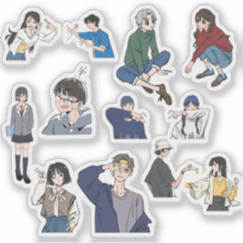 Esthetische Anime Jongen & Meisje Casual Outfit Vi Sticker