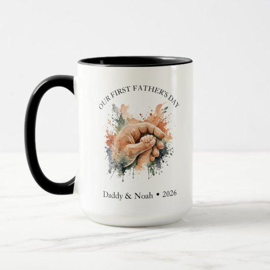 Esthetische Aquarel Boho Eerste Vaderdag Geschenk Mok (Links)