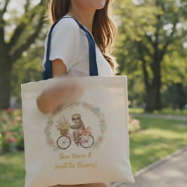 Esthetische aquarel luiaard bloem tas