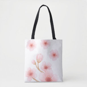 Esthetische aquarel roze kersenbloesem schoudertas tote bag