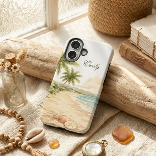 Esthetische Aquarel Strand Aangepaste Naam Case-Mate iPhone Case