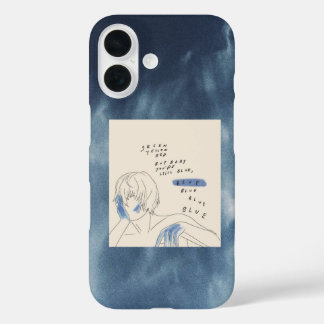 esthetische azuurblauwe telefoonhoes iPhone 16 hoesje