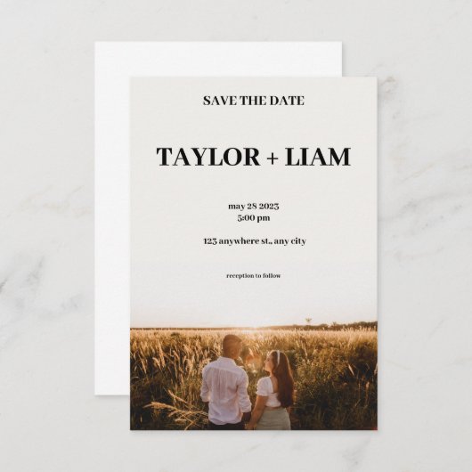 Esthetische Beige Gouden Huwelijksuitnodiging Kaart (Voorkant / Achterkant)