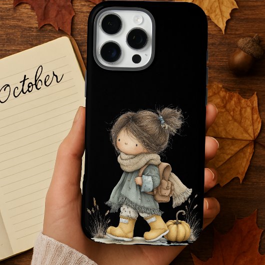 Esthetische Black Cozy Boho Autumn Little Girl Hoe Case-Mate iPhone Case