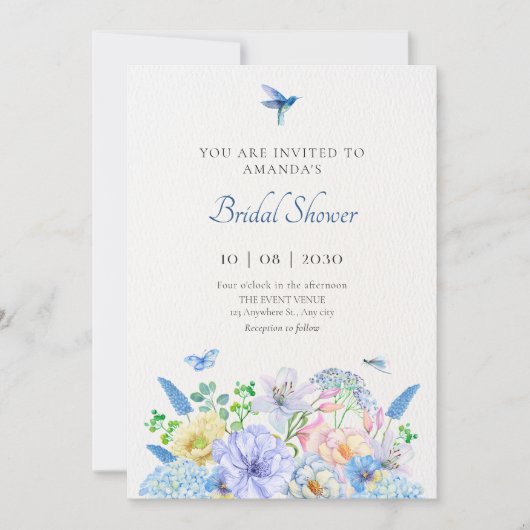 Esthetische blauwe bloementuin kaart (Voorkant)