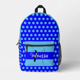 Esthetische Blauwe Kleur - Koele Initiaal Naam Mon Bedrukte Rugzak
