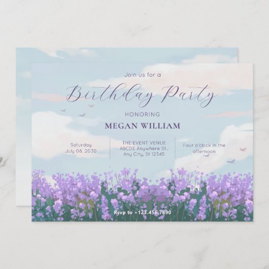 Esthetische blauwe lucht bloem lente verjaardag kaart (Voorkant / Achterkant)