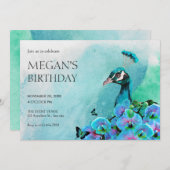 Esthetische Blauwe Pauw Vogel  Kaart (Voorkant / Achterkant)