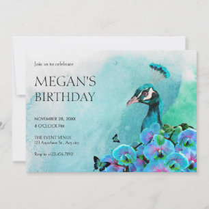 Esthetische blauwe pauw vogel kaart