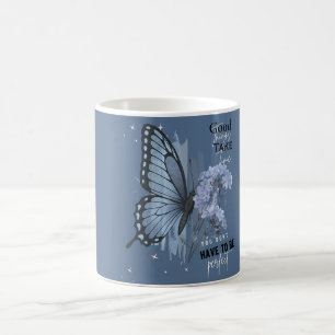 Esthetische Blauwe Vlinder Motiverende Spreuk - Go Koffiemok
