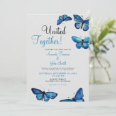 Esthetische Blauwe Vlinders Waterverf Bruiloft Kaart (Staand voorkant)