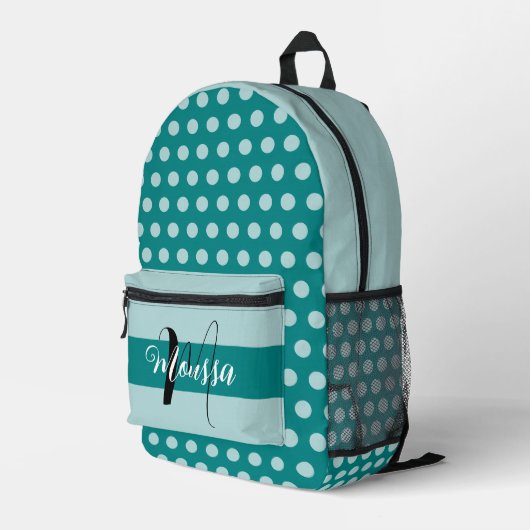 Esthetische Blauwgroen Kleur - Beste Initiaal Naam Bedrukte Rugzak (Achterkant Hoek Rechts)