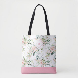 Esthetische bleke roze rozen naadloos patroon tote bag
