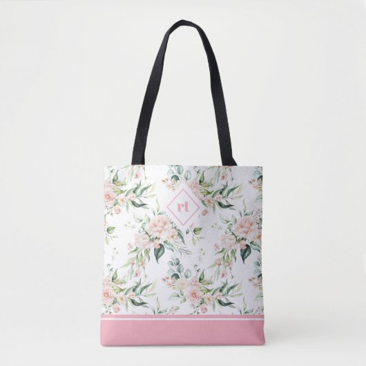 Esthetische bleke roze rozen naadloos patroon tote bag (Voorkant)