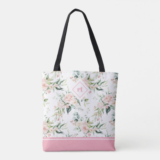 Esthetische bleke roze rozen naadloos patroon tote bag (Achterkant)