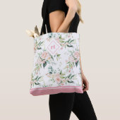 Esthetische bleke roze rozen naadloos patroon tote bag (Dichtbij)