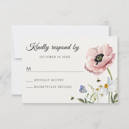 Esthetische bloei RSVP kaartje (Voorkant)