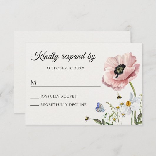 Esthetische bloei RSVP kaartje (Voorkant / Achterkant)