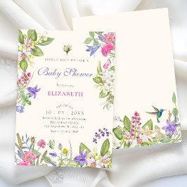 Esthetische bloeiende bloementuin baby shower kaart