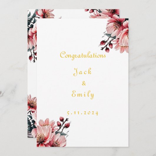Esthetische bloem bruiloft uitnodiging (Voorkant / Achterkant)