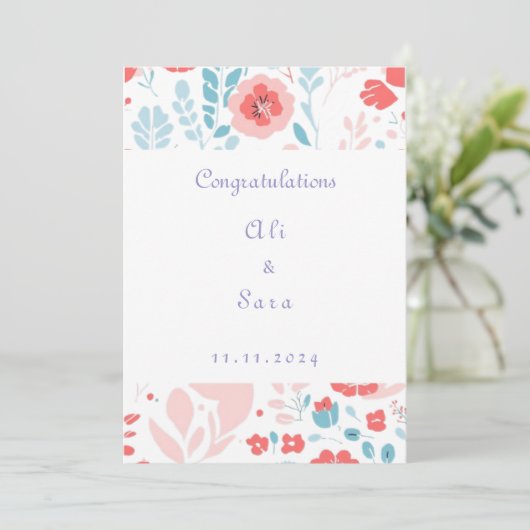 Esthetische bloem bruiloft uitnodiging (Staand voorkant)