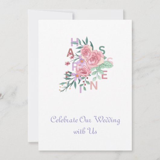 Esthetische bloem bruiloft uitnodiging (Achterkant)