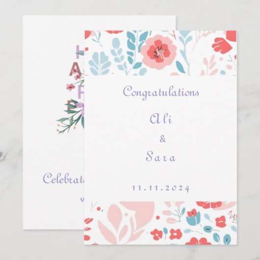 Esthetische bloem bruiloft uitnodiging (Voorkant / Achterkant)