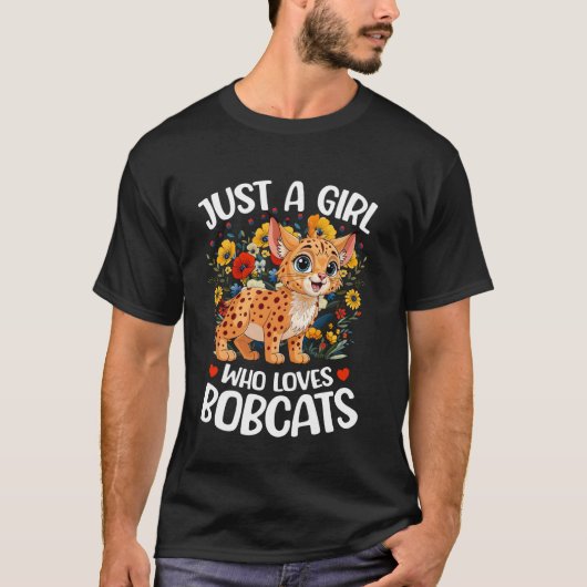 Esthetische Bloem Gewoon Een Meisje Dat Van Bobcat T-shirt (Voorkant)