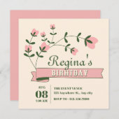 Esthetische bloem verjaardag kaart (Voorkant / Achterkant)