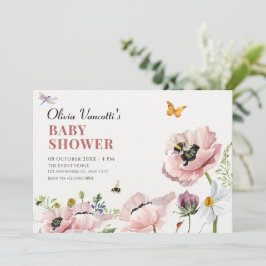 Esthetische bloemen bloei bijen baby shower kaart