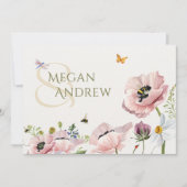 Esthetische bloemen bloei bijen bruiloft kaart (Voorkant)