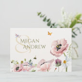 Esthetische bloemen bloei bijen bruiloft kaart (Staand voorkant)
