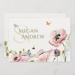 Esthetische bloemen bloei bijen bruiloft kaart