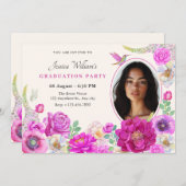 Esthetische bloemen foto afstuderen kaart (Voorkant / Achterkant)