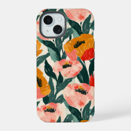 Esthetische Bloemen iPhone 15 Stoer Hoesje Case