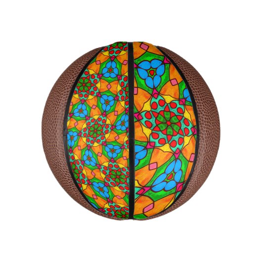 Esthetische bloemen patroon basketbal (Verticaal)