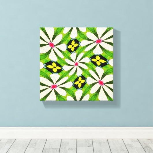 Esthetische bloemen patroon canvas afdruk (Insitu (Houten vloer))