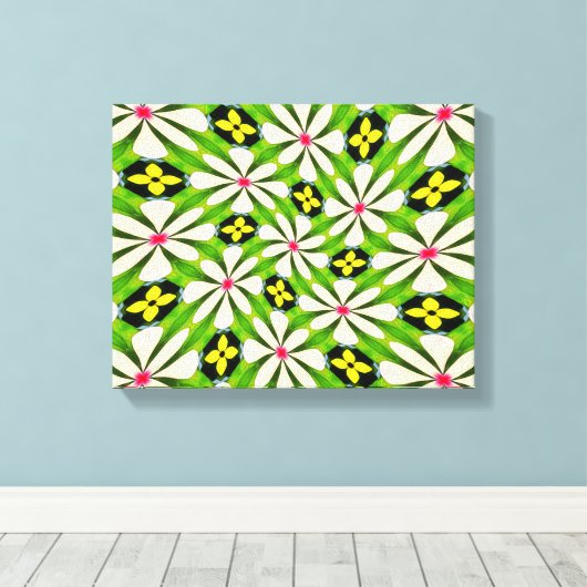 Esthetische bloemen patroon canvas afdruk (Insitu (Houten vloer))