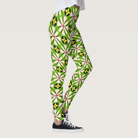 Esthetische bloemen patroon leggings (Rechts)