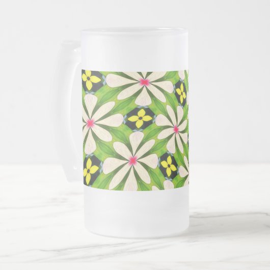 Esthetische bloemen patroon matglas bierpul (Voorkant links)