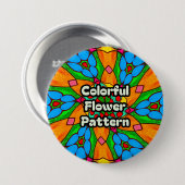 Esthetische bloemen patroon ronde button 7,6 cm (Voorkant /achterkant)