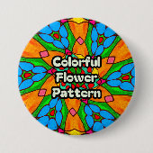 Esthetische bloemen patroon ronde button 7,6 cm (Voorkant)