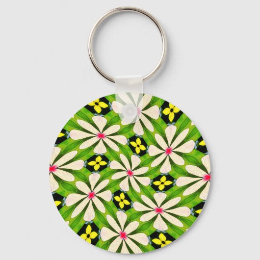 Esthetische bloemen patroon sleutelhanger (Voorkant)