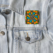 Esthetische bloemen patroon vierkante button 5,1 cm (In situ)