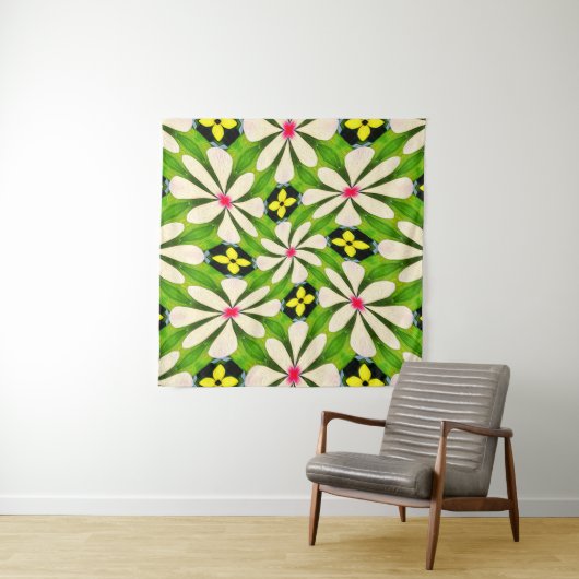 Esthetische bloemen patroon wandkleed (In situ)