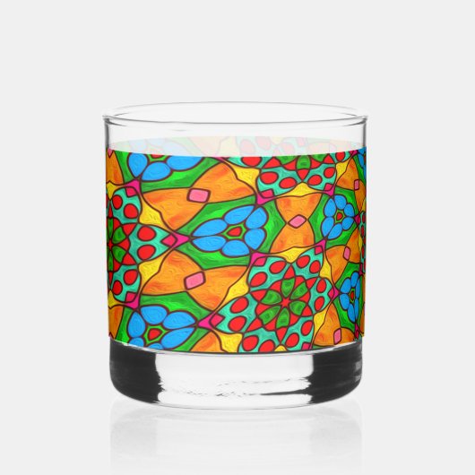 Esthetische bloemen patroon whisky glas (Voorkant)