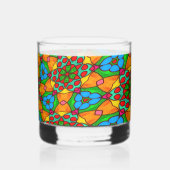 Esthetische bloemen patroon whisky glas (Achterkant)