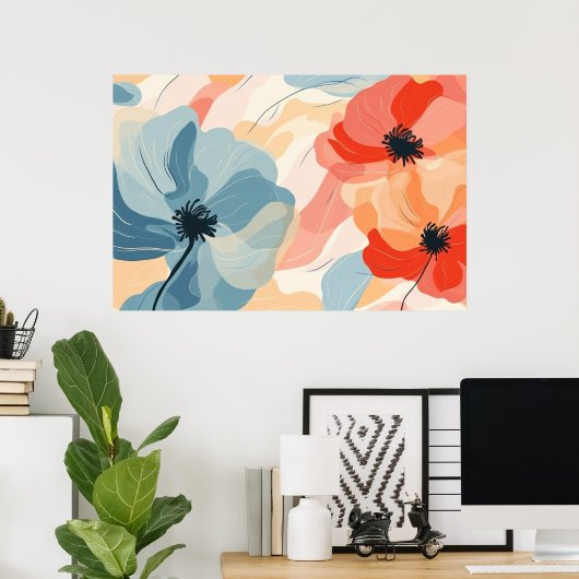 Esthetische bloemen schilderen poster (Thuiskantoor)